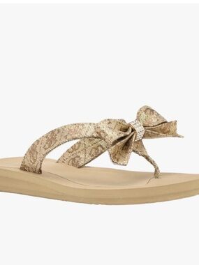 GUESS Glitter Slide Sandals - Beige/Gold